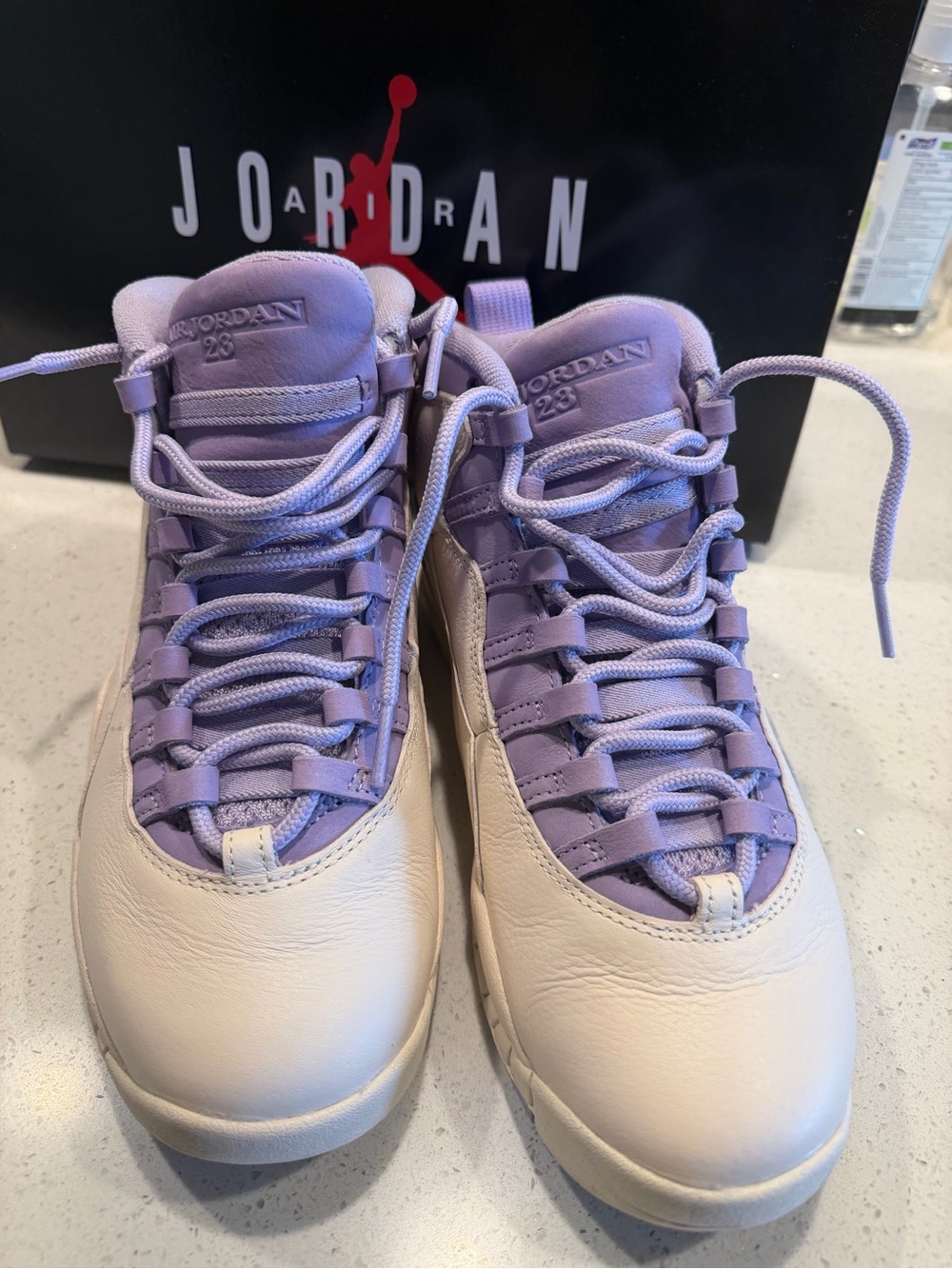 Jordan Women Lavender & Cream High-Top Sneakers